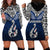 Custom Aotearoa New Zealand Hoodie Dress Silver Fern and Matau with Maori Tribal Blue Style LT03 - Polynesian Pride