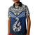 Custom Aotearoa New Zealand Kid Polo Shirt Silver Fern and Matau with Maori Tribal Blue Style LT03 Kid Blue - Polynesian Pride