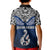 Custom Aotearoa New Zealand Kid Polo Shirt Silver Fern and Matau with Maori Tribal Blue Style LT03 - Polynesian Pride