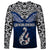 Custom Aotearoa New Zealand Long Sleeve Shirt Silver Fern and Matau with Maori Tribal Blue Style LT03 - Polynesian Pride