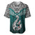 Aotearoa New Zealand Baseball Jersey Silver Fern and Matau with Maori Tribal Turquoise Style LT03 Turquoise - Polynesian Pride