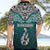 Aotearoa New Zealand Hawaiian Shirt Silver Fern and Matau with Maori Tribal Turquoise Style LT03 - Polynesian Pride