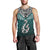 Aotearoa New Zealand Men Tank Top Silver Fern and Matau with Maori Tribal Turquoise Style LT03 - Polynesian Pride