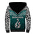 Aotearoa New Zealand Sherpa Hoodie Silver Fern and Matau with Maori Tribal Turquoise Style LT03 - Polynesian Pride