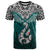 Aotearoa New Zealand T Shirt Silver Fern and Matau with Maori Tribal Turquoise Style LT03 Turquoise - Polynesian Pride