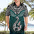 Custom Aotearoa New Zealand Hawaiian Shirt Silver Fern and Matau with Maori Tribal Turquoise Style LT03 - Polynesian Pride