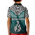 Custom Aotearoa New Zealand Kid Polo Shirt Silver Fern and Matau with Maori Tribal Turquoise Style LT03 - Polynesian Pride