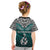 Custom Aotearoa New Zealand Kid T Shirt Silver Fern and Matau with Maori Tribal Turquoise Style LT03 - Polynesian Pride