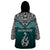 Custom Aotearoa New Zealand Wearable Blanket Hoodie Silver Fern and Matau with Maori Tribal Turquoise Style LT03 - Polynesian Pride