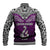 Custom Aotearoa New Zealand Baseball Jacket Silver Fern and Matau with Maori Tribal Pink Style LT03 - Polynesian Pride