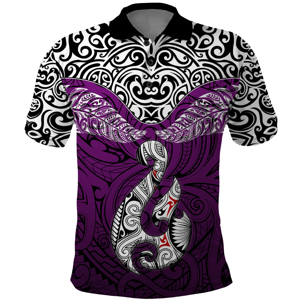 Custom Aotearoa New Zealand Polo Shirt Silver Fern and Matau with Maori Tribal Pink Style LT03 Pink - Polynesian Pride