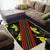 Samoan Culture Area Rug Hibiscus and Ula Fala with Tapa Pattern Black Color