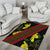 Samoan Culture Area Rug Hibiscus and Ula Fala with Tapa Pattern Black Color