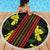 Samoan Culture Beach Blanket Hibiscus and Ula Fala with Tapa Pattern Black Color