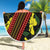 Samoan Culture Beach Blanket Hibiscus and Ula Fala with Tapa Pattern Black Color