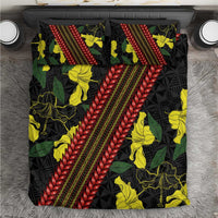 Samoan Culture Bedding Set Hibiscus and Ula Fala with Tapa Pattern Black Color LT03 Black - Polynesian Pride