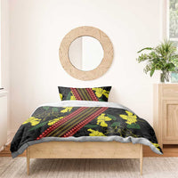 Samoan Culture Bedding Set Hibiscus and Ula Fala with Tapa Pattern Black Color LT03 - Polynesian Pride