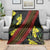 Samoan Culture Blanket Hibiscus and Ula Fala with Tapa Pattern Black Color