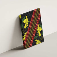 Samoan Culture Canvas Wall Art Hibiscus and Ula Fala with Tapa Pattern Black Color LT03 - Polynesian Pride