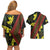 Samoan Culture Couples Matching Off Shoulder Short Dress and Hawaiian Shirt Hibiscus and Ula Fala with Tapa Pattern Black Color