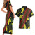 Samoan Culture Couples Matching Short Sleeve Bodycon Dress and Hawaiian Shirt Hibiscus and Ula Fala with Tapa Pattern Black Color