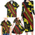 Samoan Culture Family Matching Long Sleeve Bodycon Dress and Hawaiian Shirt Hibiscus and Ula Fala with Tapa Pattern Black Color