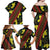 Samoan Culture Family Matching Off Shoulder Maxi Dress and Hawaiian Shirt Hibiscus and Ula Fala with Tapa Pattern Black Color