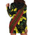 Samoan Culture Hoodie Dress Hibiscus and Ula Fala with Tapa Pattern Black Color