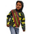 Samoan Culture Kid Hoodie Hibiscus and Ula Fala with Tapa Pattern Black Color