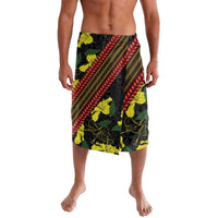 Samoan Culture Lavalava Hibiscus and Ula Fala with Tapa Pattern Black Color LT03 Black - Polynesian Pride