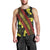 Samoan Culture Men Tank Top Hibiscus and Ula Fala with Tapa Pattern Black Color