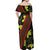 Samoan Culture Off Shoulder Maxi Dress Hibiscus and Ula Fala with Tapa Pattern Black Color