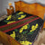 Samoan Culture Quilt Hibiscus and Ula Fala with Tapa Pattern Black Color