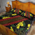 Samoan Culture Quilt Bed Set Hibiscus and Ula Fala with Tapa Pattern Black Color