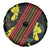 Samoan Culture Spare Tire Cover Hibiscus and Ula Fala with Tapa Pattern Black Color