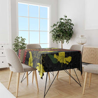 Samoan Culture Tablecloth Hibiscus and Ula Fala with Tapa Pattern Black Color LT03 - Polynesian Pride