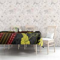 Samoan Culture Tablecloth Hibiscus and Ula Fala with Tapa Pattern Black Color LT03 - Polynesian Pride