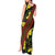 Samoan Culture Tank Maxi Dress Hibiscus and Ula Fala with Tapa Pattern Black Color