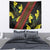 Samoan Culture Tapestry Hibiscus and Ula Fala with Tapa Pattern Black Color