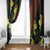 Samoan Culture Window Curtain Hibiscus and Ula Fala with Tapa Pattern Black Color