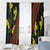 Samoan Culture Window Curtain Hibiscus and Ula Fala with Tapa Pattern Black Color