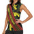 Samoan Culture Women Sleeveless Polo Shirt Hibiscus and Ula Fala with Tapa Pattern Black Color