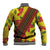 Samoan Culture Baseball Jacket Hibiscus and Ula Fala with Tapa Pattern YellowColor