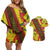 Samoan Culture Couples Matching Off Shoulder Short Dress and Hawaiian Shirt Hibiscus and Ula Fala with Tapa Pattern YellowColor