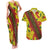 Samoan Culture Couples Matching Tank Maxi Dress and Hawaiian Shirt Hibiscus and Ula Fala with Tapa Pattern YellowColor