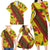 Samoan Culture Family Matching Long Sleeve Bodycon Dress and Hawaiian Shirt Hibiscus and Ula Fala with Tapa Pattern YellowColor