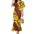 Samoan Culture Family Matching Mermaid Dress and Hawaiian Shirt Hibiscus and Ula Fala with Tapa Pattern YellowColor