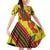 Samoan Culture Family Matching Off Shoulder Short Dress and Hawaiian Shirt Hibiscus and Ula Fala with Tapa Pattern YellowColor