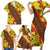 Samoan Culture Family Matching Short Sleeve Bodycon Dress and Hawaiian Shirt Hibiscus and Ula Fala with Tapa Pattern YellowColor