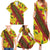 Samoan Culture Family Matching Summer Maxi Dress and Hawaiian Shirt Hibiscus and Ula Fala with Tapa Pattern YellowColor